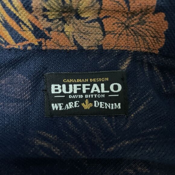 Buffalo David Bitton Men Medium Midnight Blue Floral Short Sleeve Polo Shirt NWT - Picture 7 of 8